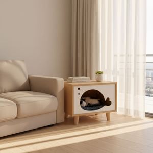 Meuble de rangement compact en bois pour chat, compatible avec l'espace humain, pour salon et chambre, adapté aux animaux de compagnie - Product Image 1