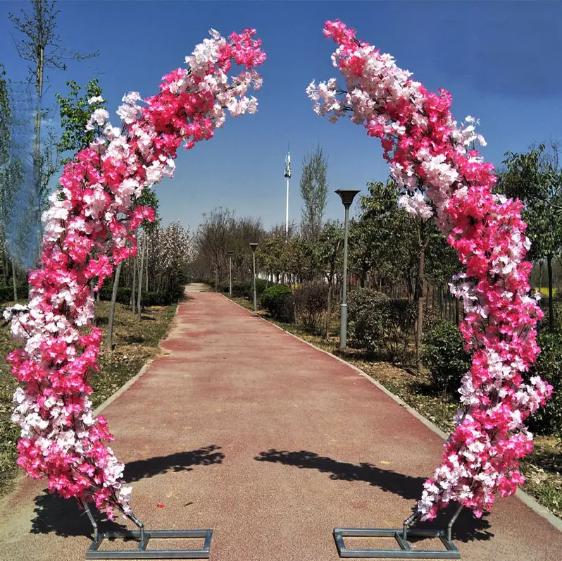 Arco de flor de cerezo Artificial, 2,5 m, puerta, camino, Luna, arco, flor, cerezo, estante, decoración cuadrada para fiesta, Fondo de boda