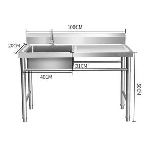 อ่างล้างจานสแตนเลสหนา304สระเดียวสามแพลตฟอร์มสำหรับใช้ในครัวเรือนเชิงพาณิชย์ - Product Image 3