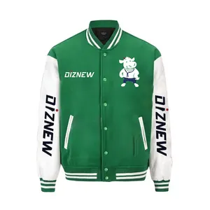 DiZNEW Varsity Jacket Logo personnalisé à la mode individualité Applique tissu broderie Baseball manteau boutons sur la veste