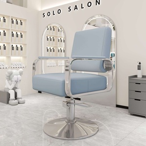Fauteuil de barbier Solo Salon en similicuir, structure dorée, hauteur réglable hydrauliquement, base ronde, design contemporain - Product Image 4