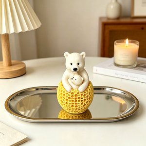 Moules en silicone avec sculpture d'ours mère et bébé dormant sur un pot de miel pour la production artisanale DIY - Product Image 5