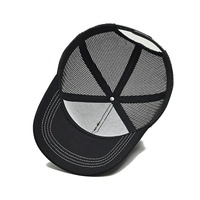Oem Toptan Yüksek Kaliteli Kamyon Şoförü Şapkası Özel 3D Nakış Logolu Oxford Sportif 5 Panel Tamamen Siyah Nefes Alabilen Fileli