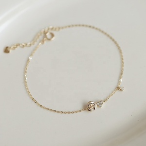 Nuovo Design Trendy Bracciale con Charm a Forma di Cuore e Rosa in Argento Sterling 925, Bracciali Raffinati per Donne - Product Image 3