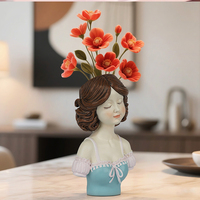 Buste de femme en résine, design créatif personnalisé, fait main et peint à la main, idéal comme pot de fleurs, cadeau d'affaires ou décoration d'intérieur