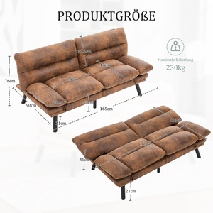 Set Divano Reclinabile Pieghevole in Pelle, Moderno a Due Posti, Ecologico e Durevole per Arredamento Soggiorno - Product Image 2