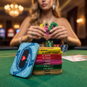 Fichas de Póker Texas Hold'em Rectangulares Premium EPT 68x42mm 26g, Placa de Cerámica con Logotipo Personalizado y Fichas de Entretenimiento con Malla - Product Image 1
