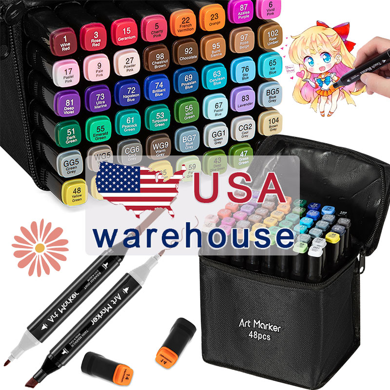 24/48 Color Children Art Marker Set Oil Based Double Headed Watercolor Pen Washable Painting Alcohol Marker Pen