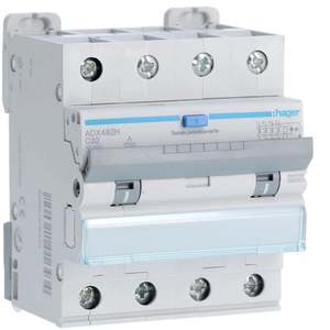 ADX482H Personalizzabile con RCBO Hagers 10000A 4P curva C 32A tipo A 30mA 4M - Product Image 1