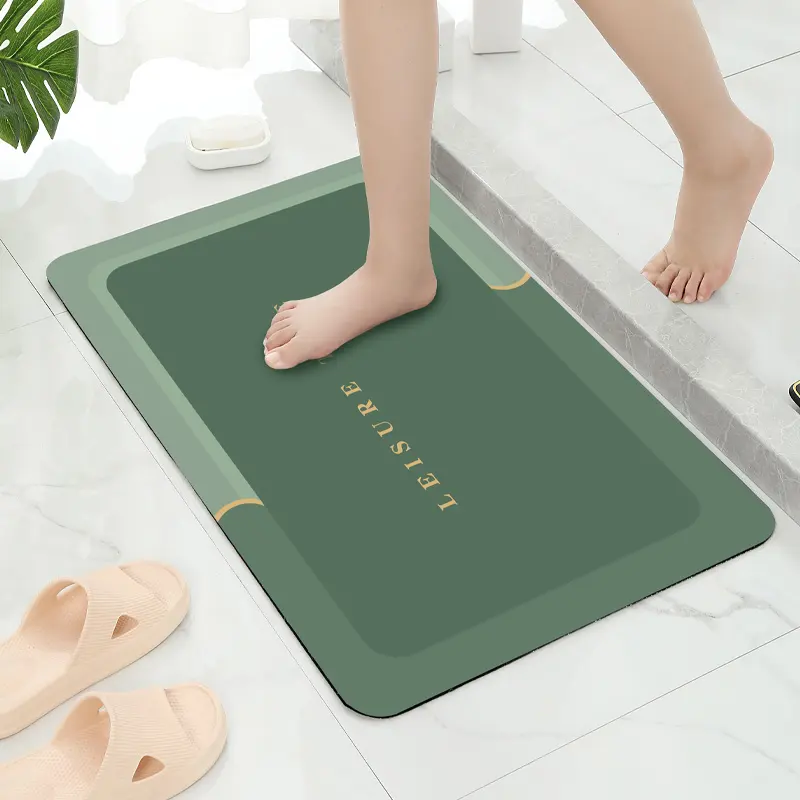 Hot selling thin Badematte earth bath mat absorbing soft diatomite bathroom rugs