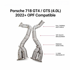 Tubo de escape para Porsche 718 GT4 GTS 4.0L <span class=keywords><strong>2022</strong></span>+ SS304, tubo de prueba de rendimiento con aislamiento térmico, actualización de colectores de bajada - Product Image 1