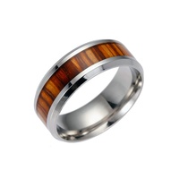 Bague unisexe romantique en acier inoxydable incrustée de teck, design personnalisé Ziming, vente en gros d'usine