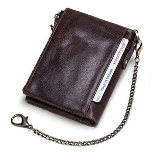 Dompet Pria HUMERPAUL dengan Rantai Besi Kulit Asli Anti-RFID Tempat Kartu Kredit & ID Kantong Koin Resleting Ganda Grosir - Product Image 2