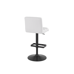 Sgabello da Bar Premium Regolabile in Pelle Bianca con Base Nera, Sedia da Bar Girevole Moderna ed Elegante per Isola Cucina - Product Image 4