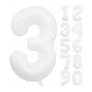 Globos con números blancos gigantes, papel de aluminio Mylar blanco de 40 pulgadas, globos digitales para fiesta de cumpleaños, decoración de aniversario