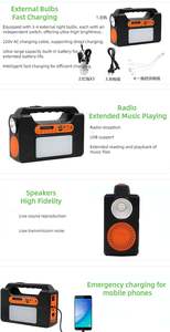 Портативный автономный комплект солнечной энергии с Липовой батареей, контроллер MPPT, фонарик, зажигалка, зарядка, радио, стартер - Product Image 3