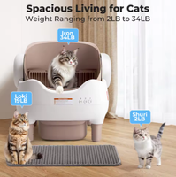 Bac à litière pour chat automatique intelligent à nettoyage automatique, acceptant les commandes OEM, design ouvert, avec contrôle par application, éliminateur d'odeurs, grande capacité 65L