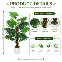 Arbre Philodendron Artificiel Hyper-Realiste en PE, Ignifuge et Résistant aux UV, Décoration Moderne Écologique, Vente en Gros Direct Usine