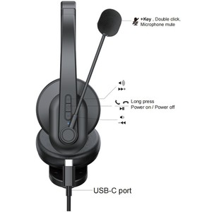 Auriculares Inalámbricos Bluetooth para Call Center, Auriculares de Oficina con Micrófono Flexible, Carga USB-C, para Reuniones en Línea y Hogar - Product Image 3