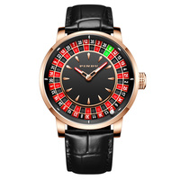 Montre mécanique en acier inoxydable PINDU Design, cadran à aiguilles avec chiffres arabes SEIKO, 46 mm, automatique, aiguilles lumineuses en diamant, bracelet en cuir