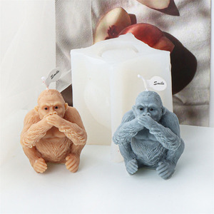 Lindo gorila silicona vela molde Animal yeso adornos hogar decoraciones fundición molde DIY aromaterapia vela hacer herramientas - Product Image 2