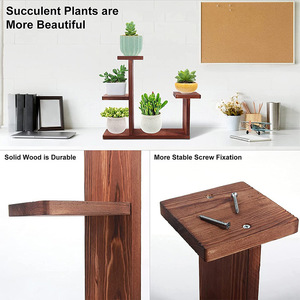 Soporte de madera para flores de 3 niveles, estante independiente para plantas suculentas, para decoración de ventana o sala de estar - Product Image 3