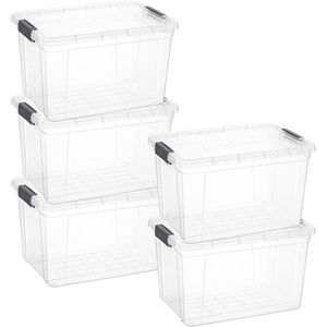 0-1L Rectangle Shape Transparent Plastic <b>Storage</b> <b>Box</b> Fold-Able Lockable Shoe Organizer for Bathroom Food Use Injection Technics - Product Image 1