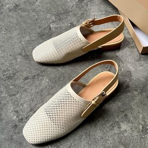 Sandalias Planas de Piel de Cordero 100% con Plantilla de Piel de Cordero para Mujer, Sandalias Huecas con Tiras Anchas, Zapatos Tipo Mule, Personalización de Logotipo de Fábrica - Product Image 5