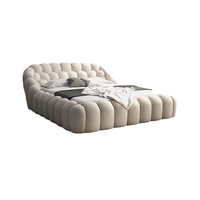 Cama Moderna y Sencilla con Tapizado de Burbujas, Tela de Lana de Cordero, Plataforma Baja, Cama Baja, Muebles de Dormitorio en Varios Tamaños