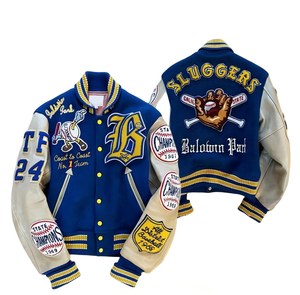 Factory Wholesale Premium Quality Baseball Bomber <strong>Jacket</strong> Custom Patch Leather Sleeves Street Varsity <strong>Jacket</strong> <strong>for</strong> <strong>Men</strong> - Product Image 1