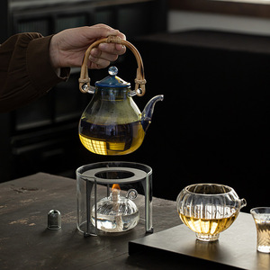 Lámpara de aceite de vidrio Guanlan, calentador de té, resistente al calor, de borosilicato alto, para uso doméstico, estilo minimalista, llama abierta, aislada - Product Image 4