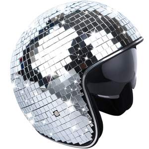 Casco de bola de discoteca con visera retráctil-Casco de discoteca Espejo brillante Sombrero de bola de discoteca para <span class=keywords><strong>DJ</strong></span> Club Bar Fiesta Regalos novedosos - Product Image 1