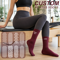 Chaussettes de sport pour femmes en coton 100% avec logo, antidérapantes, pour ballet, pilates, yoga, barre, broderie personnalisée