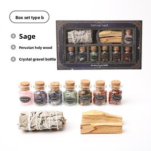 Toptan tedarik aromaterapi kristal Set uzay arıtılmış beyaz adaçayı perulu kutsal ahşap ham taş çakıl şişe - Product Image 6