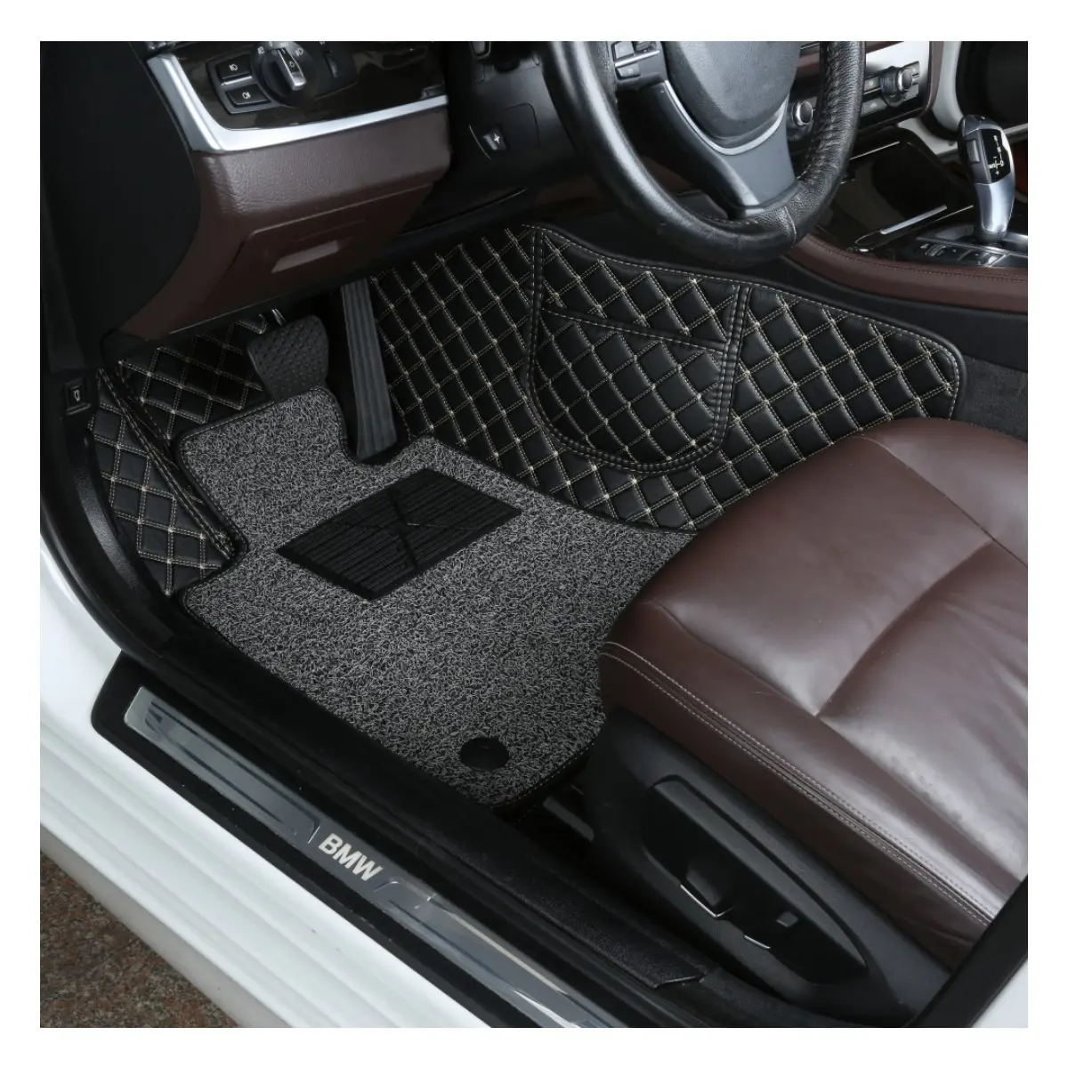 Normal Delivery Rear Trunk Suv Anti-Slip Bottom Stop Chassis Noise Multicolor Diamond Custom Leather Car Floor Mats