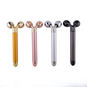 Nhãn hiệu riêng masajeador rodillo Mặt 24K vàng năng lượng <span class=keywords><strong>massage</strong></span> vẻ đẹp thanh điện rung da chăm sóc 3D con lăn Massager - Product Image 1