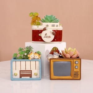 <span class=keywords><strong>Mini</strong></span>-pots <span class=keywords><strong>de</strong></span> fleurs rétro en résine pour jardinage DIY à domicile – Durables et résistants à la corrosion pour succulentes, utilisation sur bureau et au sol - Product Image 1