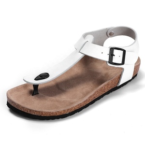 Sandalias de cuero genuino duraderas de alta calidad con plantilla de soporte de arco de corcho Bio para hombres y mujeres - Product Image 4