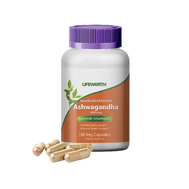 Lifeworth-capsules d'extrait de racine d'herbe adaptogène ashwagandha ksm 66