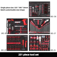 Juego de Herramientas Mecánicas Profesionales de 233 Piezas, Kit de Herramientas Manuales CR-V Premium para Reparación Automotriz y Mantenimiento del Hogar, Compatible con OEM/ODM