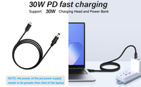Cable Adaptador USB-C a DC, Conector Tipo-C con Disparador PD, Cable de Alimentación con Voltaje Ajustable de 5V 9V 12V 15V 20V, Carga Rápida