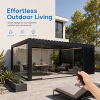 Pergola bioclimatique motorisée en aluminium de qualité supérieure, personnalisée, avec revêtement en poudre, résistante au vent, installation facile, pour balcon extérieur, jardin