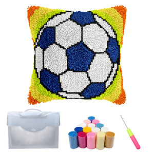 Football Custom Pattern DIY Latch Hook Pillow Kit Handmade Home Decor Yarn Decoration Craft Gift Textile & Fabric Crafts