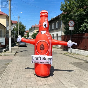 Grand modèle de mannequin gonflable de 2 m en forme de bouteille de bière/boisson, accessoire pour l'activation commerciale de marques de vin/boissons et les événements de bar - Product Image 2