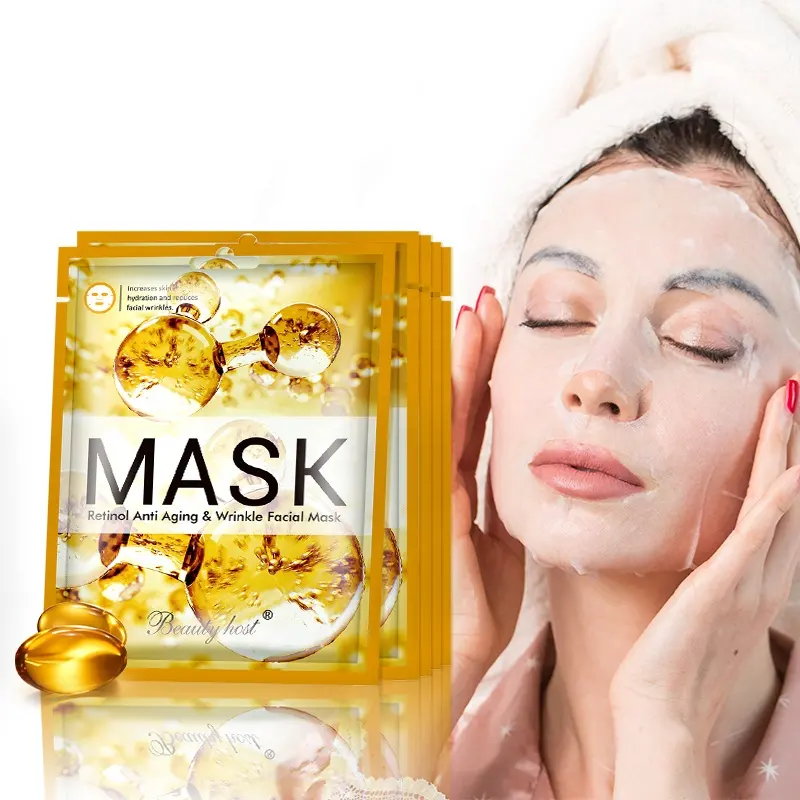 Retinol Anti Aging yüz levha maskesi Privatel etiket cilt bakımı Retinol Anti kırışıklık sıkılaştırıcı kaldırma kaldırmak ince çizgiler yüz maskesi