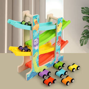Nuevas llegadas educación temprana Montessori animales de madera pista coche rompecabezas pendiente coche de carreras juego de juguete para niños niñas - Product Image 5