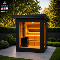 Sauna de Vapor Infrarroja para Exteriores con Beneficios para la Salud, Habitaciones Dobles de Cedro Rojo, Sauna con Ducha