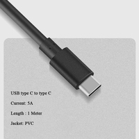 Câble USB Type-C vers C avec conducteur en cuivre étamé, blindage tressé, gaine en PVC pour la charge des appareils photo, des lecteurs de codes-barres et des imprimantes