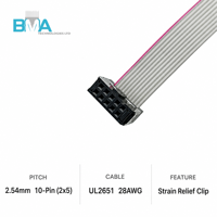 Câble plat IDC OEM, assemblage de câbles à 10 broches, pas de 1,27 mm, 150 mm, UL2651, 28AWG, faisceau de câbles personnalisé pour PCB et contrôle industriel