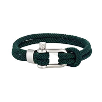 Bracelet en corde nautique tressée à double brin avec fermoir en U en cuir cristallin, unisexe, personnalisé et mature, pour le commerce transfrontalier